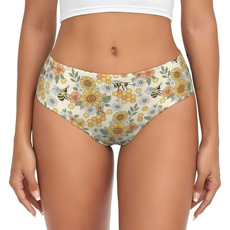 Womens Underwear - Hippie Bee Honeycomb No Show Seamless Underwear for Women  Soft Stretch Womens Panties  Hipster Ladies Panties Bikini Underwear Briefs