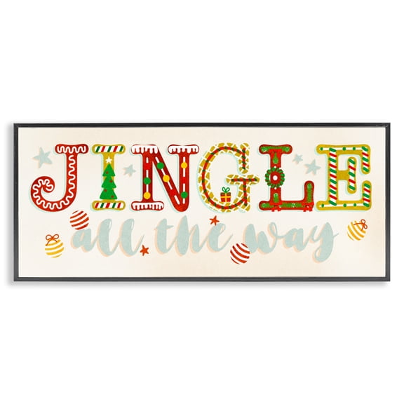 Stupell Industries Traditional Jingle All The Way Festive Holiday Typography Black Framed Giclee Art, 24 x 10, by Ziwei Li