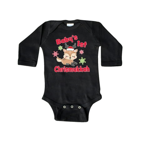 

Inktastic Baby s 1st Chrismukkah with Cute Reindeer and Snowflakes Gift Baby Boy or Baby Girl Long Sleeve Bodysuit