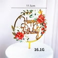 thumbnail image 2 of New Flowers Happy Birthday Cake Topper Gold Colored Printing Acrylic Cake Topper For Kids Girls Birthday Party Cake Decorations, 2 of 3