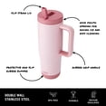 thumbnail image 2 of BUILT Cascade 40 oz Stainless Steel Tumbler Water Bottle with Flip Top Straw and Handle, Pink, 2 of 13