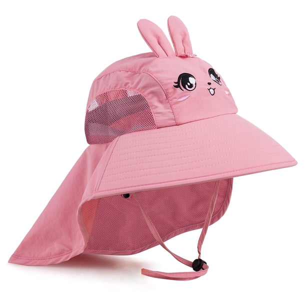 REDESS Gorro de nailon UPF 50 para niños pequeños, niños y niñas de 2 a 10 años,Bunny Pink