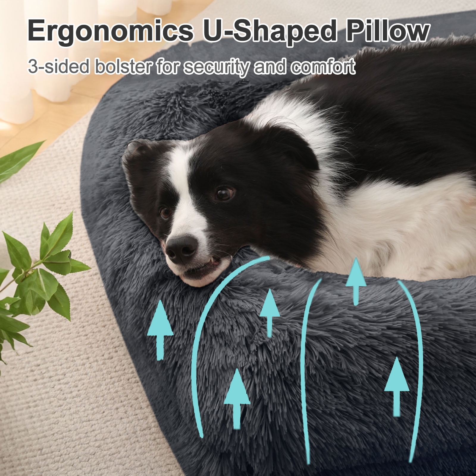 PayUSD Warming Fluffy Orthopedic Dog Beds for Large Dogs,Dog Bed with Plush Thick Egg Foam Support and Non-Slip Bottom, Large Waterproof and Machine Washable Pet Bed Cover