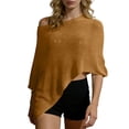 thumbnail image 2 of Women's off Shoulder Knit Cropped Tops Lightweight Hollow out Knit Beach Cover Up with Asymmetric Hem Beach Cover up Tunic Yellow One Size, 2 of 8