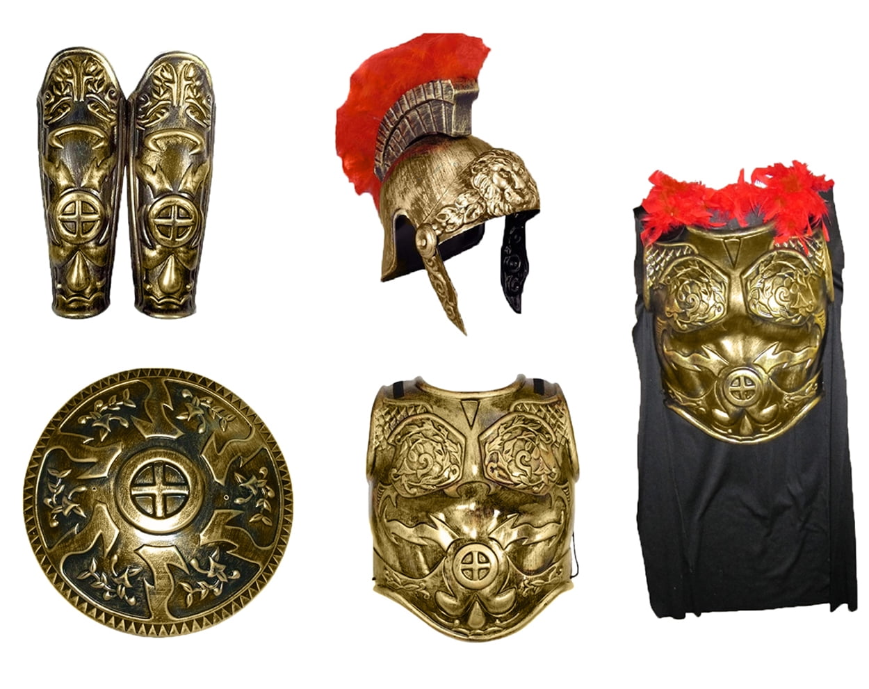 Plastic Roman Shield Gold Fun Costume Accessory Party Supply