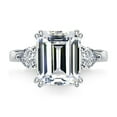 thumbnail image 2 of 4 Carat Emerald Cut Moissanite Ring Three Stone Engagement Ring for Women 925 Sterling Silver Wedding Rings D Color VVS1 Clarity Diamond Rings for Women, 2 of 7