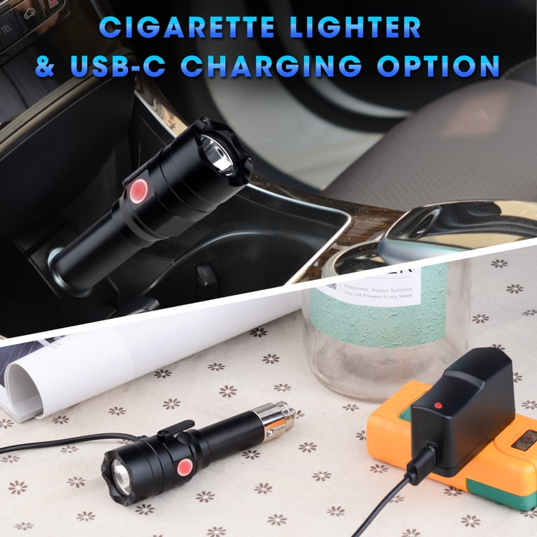 car flashlight cigarette lighter OrigCharge 6 in 1 Emergency Tool, with Window Breaker Seatbelt Cutter 3 Modes Flashlight, Rescue Life Saving USB Car Phone Charger 18W,Mini Black : Automotive handed operation MCCC Small LED Flashlight Rechargeable