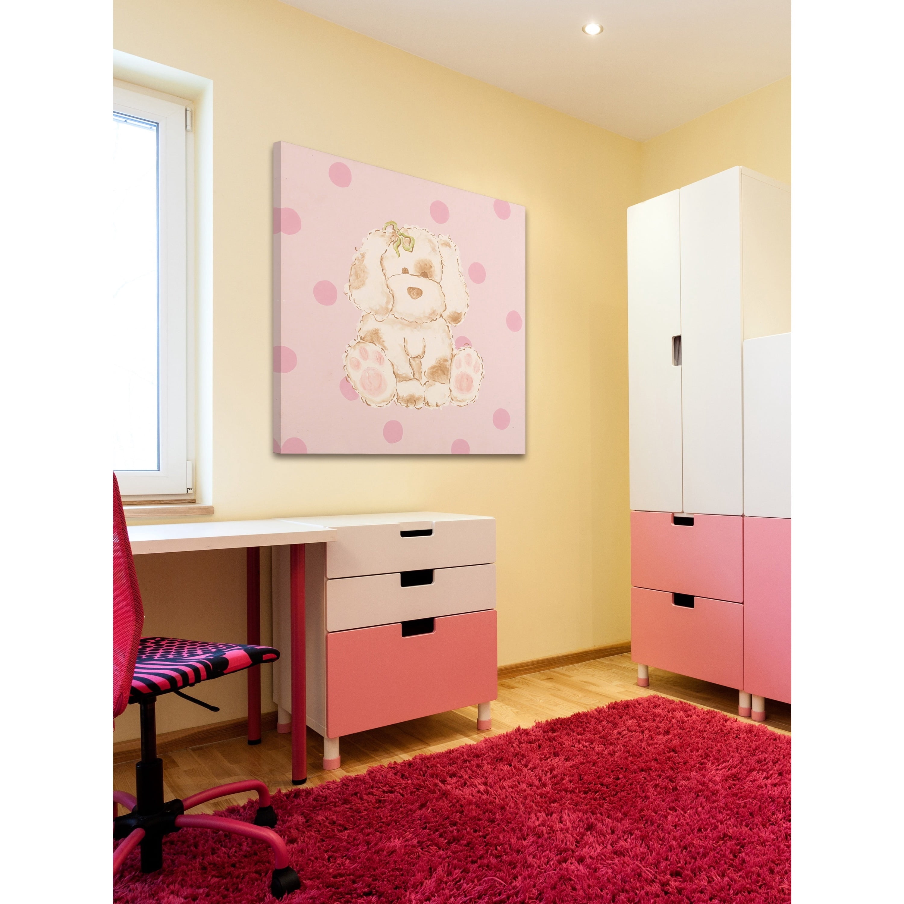 Marmont Hill "Snuggly Puppy" by Reesa Qualia Painting Print on Wrapped Canvas