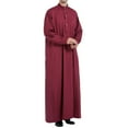 thumbnail image 4 of Men's Long-Sleeved Button-Down Solid Color Printed Shirt Stylish Nightgown Wine,XXXL, 4 of 9