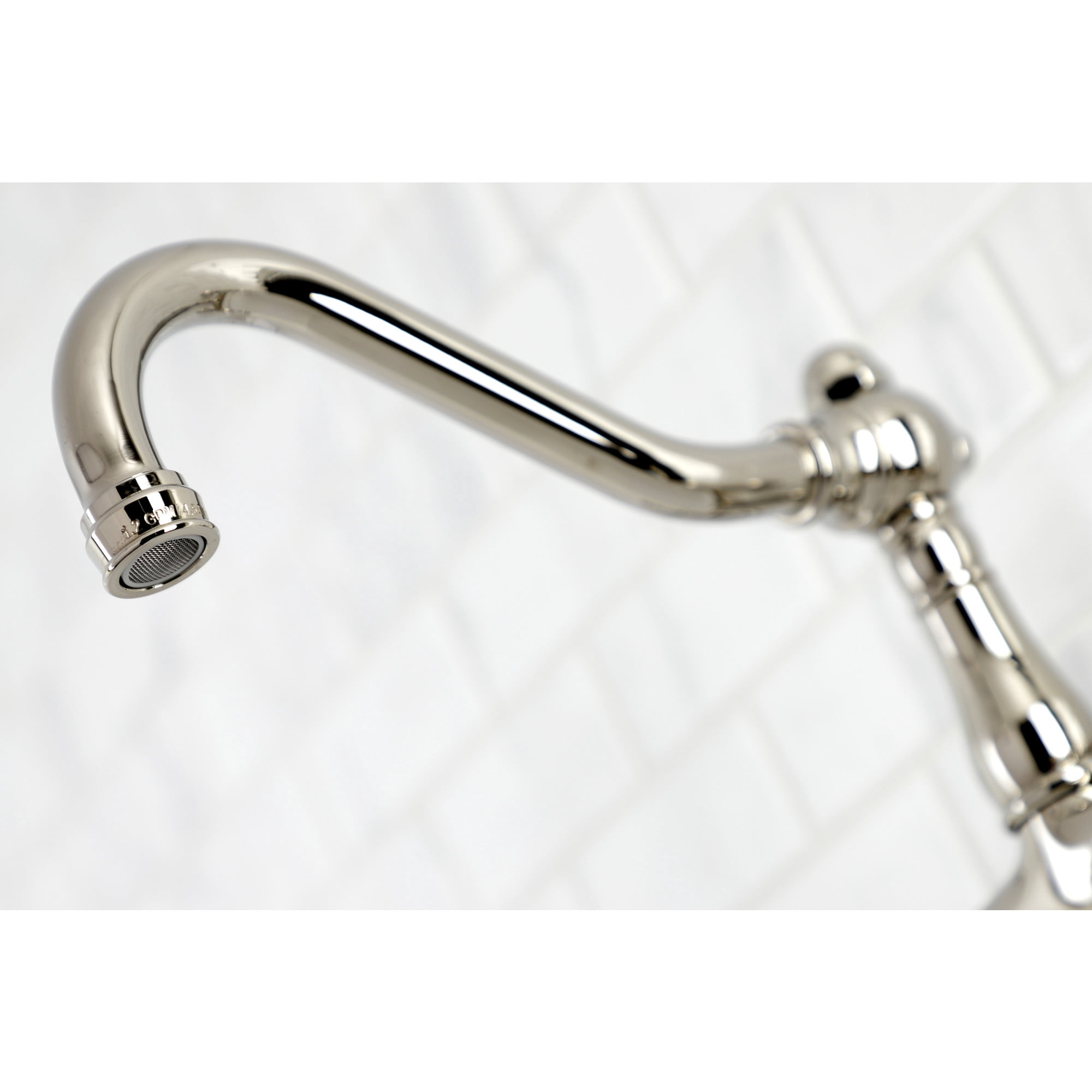Kingston Brass KS3246PX Vintage Double-Handle Wall Mount Bathroom Faucet, Polished Nickel