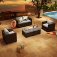 thumbnail image 4 of ClouddWell 4 Seat Outdoor Patio Furniture Set, Patio Conversation Sets with Thick Waterproof Cushions & 2 Ottoman(Grey), 4 of 6