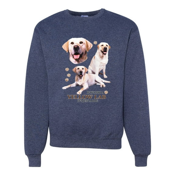 If It's Not a Yellow Lab It's Just a Dog Gift | Mens Dog Lover Crewneck Graphic Sweatshirt, Vintage Heather Navy, X-Large