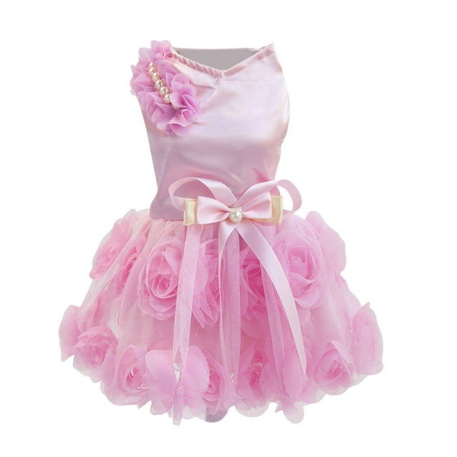 Robes pour Animaux Printemps et Été Vêtements pour Animaux Printemps et Été Mignons Fournitures pour Animaux Robes Robe Rose