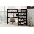 thumbnail image 4 of Twin Size Espresso Solid Wood & MDF Loft Bed with Integrated Desk & Storage Shelves - Sturdy, Space-Saving Workstation for Bedroom, 4 of 15