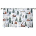 thumbnail image 3 of Farmhouse Christmas Sheer Curtains 54 Inches Length 2 Panels Set, Window Sheer Curtains for Living Room/Bedroom, Green Xmas Tree Snowflake Light Filtering Rod Pocket Curtain 52'' x 54'' x 2, 3 of 7