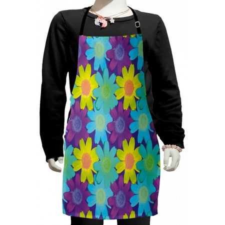 

Floral Kids Apron 90 s Style Flowers Watercolor Style Daisies Chamomile Botanical Rhythmic Motifs Boys Girls Apron Bib with Adjustable Ties for Cooking Baking Painting Multicolor by Ambesonne