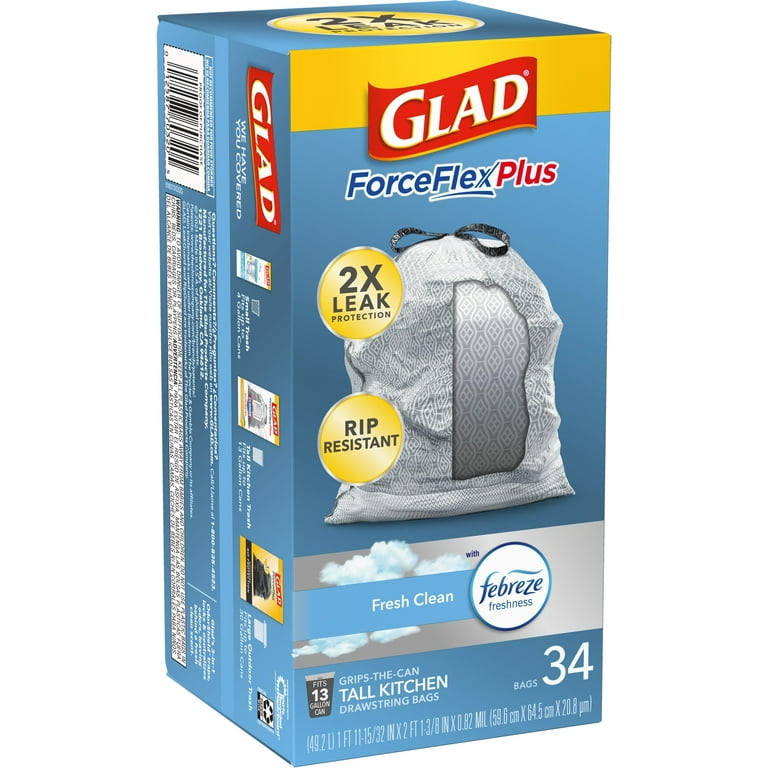  Glad Tall Kitchen Trash Bags, 13 Gal, 140 Ct : Health &  Household