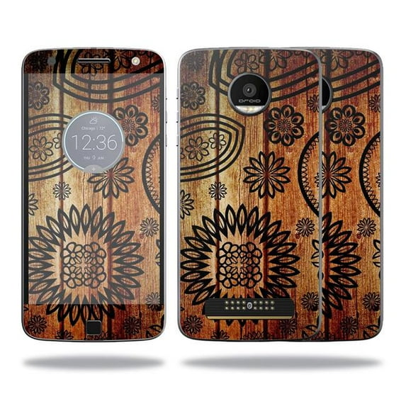 MightySkins MOMZFO-Wooden Floral Skin for Motorola Moto Z Force Sticker Wrap Cover Sticker - Wooden Floral