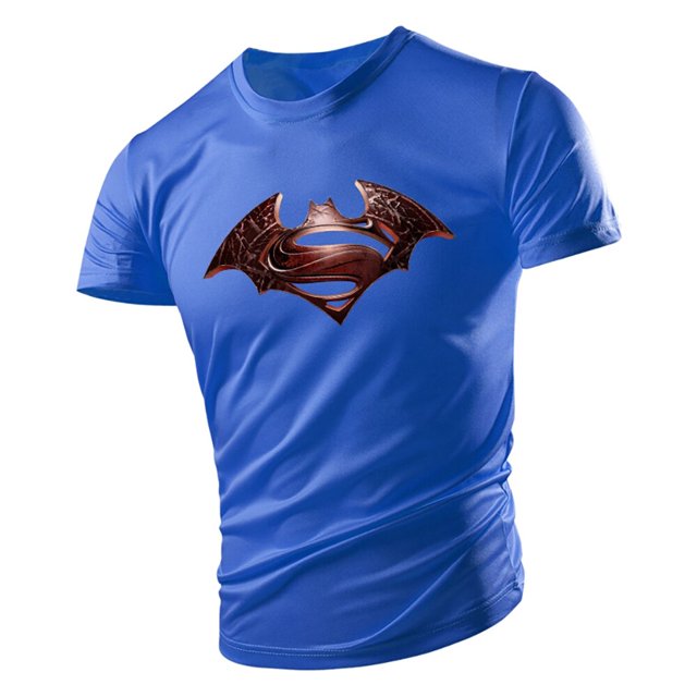 Camiseta de manga corta con cuello redondo para hombre, camisa holgada y cómoda con estampado de héroes 2D para las cuatro estaciones, deportiva, multicolor, talla grande