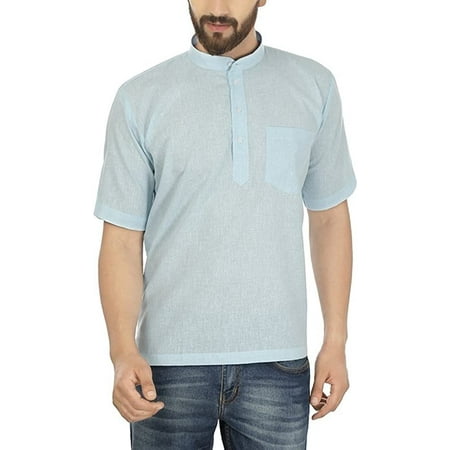 

Royal Kurta Men s Cotton Blend Royal Short Sleeve Kurta - Sky Blue - 38