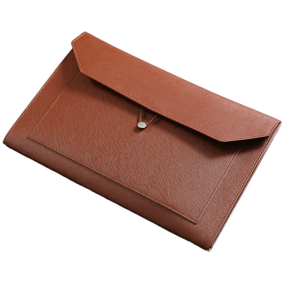 PU Leather A4 File Folder 2 Pockets Portfolio Envelope with Elastic String 3/4 Inch Expansion，Brown