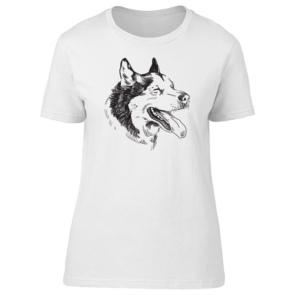 Cute Dog Husky Head Sketch Tee Women's -Image by Shutterstock