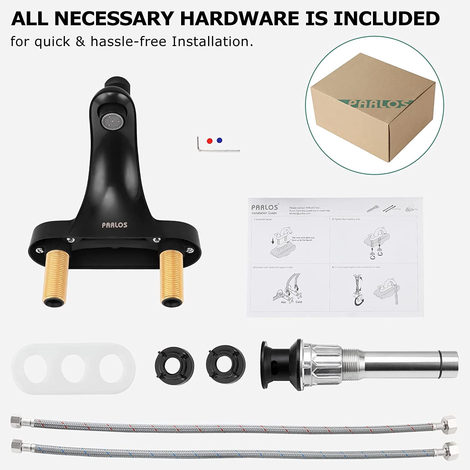 Parlos Centerset Single-handle Bathroom Faucet with Drain Assembly,Matte Black