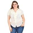 thumbnail image 1 of Blusa con detalle de olanes Roman Fashion /Tallas Extras, 204 (Hueso) beige 42, 1 of 5