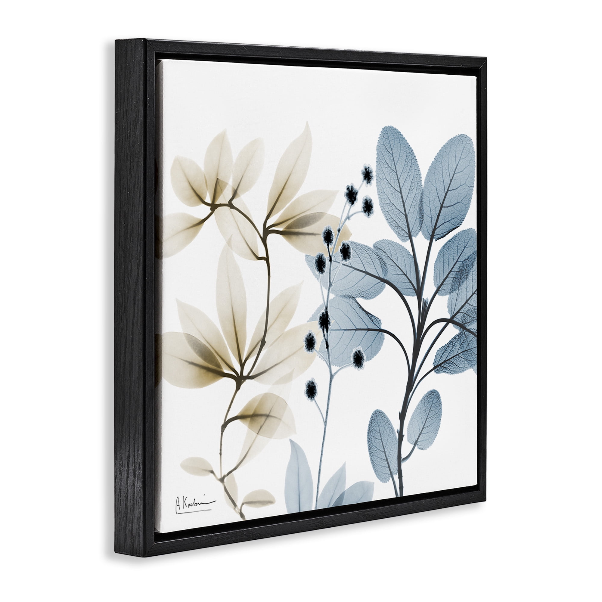 Stupell Industries Modern Herb Sprigs Botanical & Floral Painting Black Floater Framed Canvas Art Print Wall Art, 18 x 18