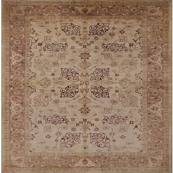 Ahgly Company Indoor Square Mid-Century Modern Light Copper Gold Oriental Area Rugs, 8' Square
