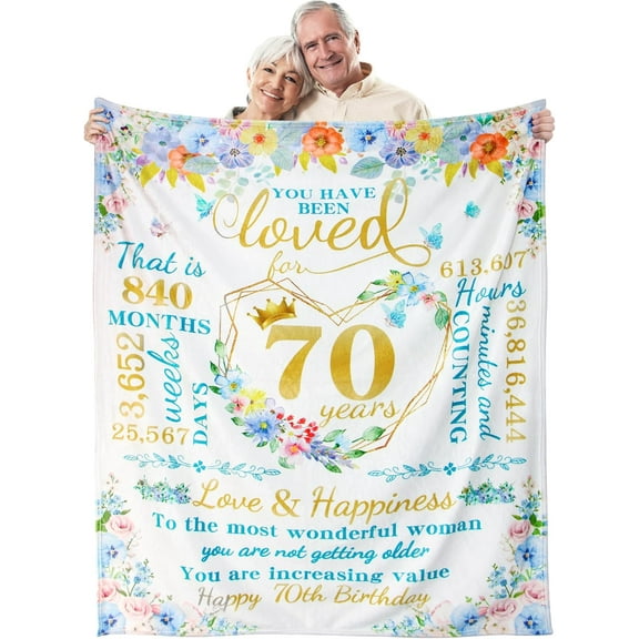 70th Birthday Gifts for Women Happy 70 Year Old Gifts for Women Friendship Unique Turning 70 Bday Gift Idea for Best Friend Wife Mom 70th Birthday Decorations Present for Her Throw Blanket 60 X 50