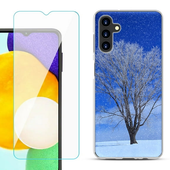 Slim-Fit TPU Fashion Phone Case for Samsung Galaxy A13 5G, with Tempered Glass Screen Protector, by OneToughShield ® - Snowing Tree