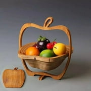 Elegant Foldable Bamboo Apple shaped Fruit Basket for Kitchen countertop Kitchen and Home décor