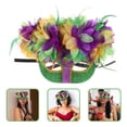 thumbnail image 3 of KAKOWELY Máscara de carnaval, máscara de mascarada, máscara de fiesta de cosplay de Halloween, máscara de media máscara, máscara de disfraz con penacho, máscara de mascarada multicolor, 3 of 4