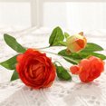 thumbnail image 4 of Bewildely Ramo de flores de peonía artificial de 4 ramas, decoración de simulación, adorno de flores para el hogar y la oficina Flores artificiales naranja Bewildely HA7106-05, 4 of 6