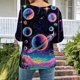 thumbnail image 4 of Tejiojio Womens Summer Crew Neck Casual T Shirt 3/ Length Sleeve Blouses Tops Athletic T-Shirt for Women Graphic S-3XL, 4 of 7