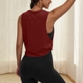 thumbnail image 6 of yoeyez Workout Tank Tops for Women Breathable Sleeveless Running Gym Shirts Round Neck Racerback Crop Top Solid Comfy Lightweight Vests Wine,XL, 6 of 7