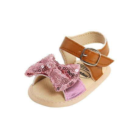 

BELLZELY Toddler Shoes for Girls Clearance Toddler Shoes Baby Girls Cute Fashion Cotton Sequins Bow Non-slip Soft Bottom Sandals