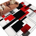 thumbnail image 2 of Red Grey Black Area Rug 6x9 FT, Non Slip Living Room Throw Carpet, Irregular Modern Geometric Abstract Washable Soft Large Floor Carpet Non-Shedding Rug for Bedroom Dining Room Play Room, 2 of 9