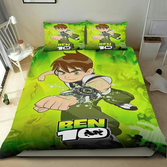 Ben 10 Themed Bed Sheet Set Three Piece Set 53x79 Inches Comfortable And Skin Friendly Unique Design Creating A Star Studded Night Home Decor Gifts For Family Friends fans