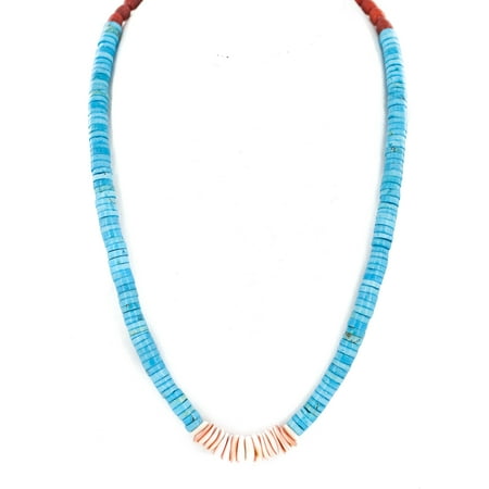 Natural Sponge Coral Necklace - 350 Retail Tag .925 Sterling Silver Authentic Made by Charlene Little Navajo Natural Graduated Melon Shell Coral Native American Necklace