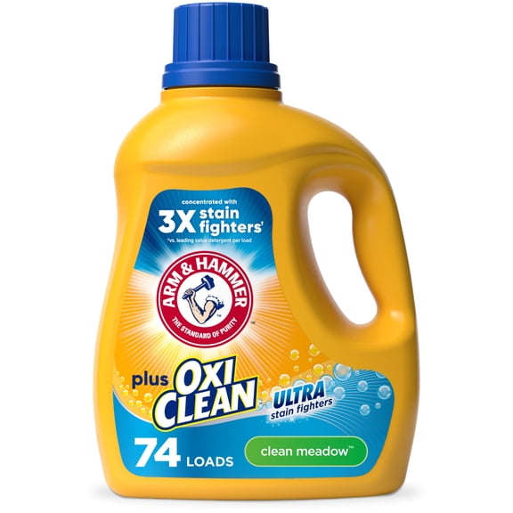 ARM & HAMMER Plus OxiClean Clean Meadow, 74 Loads Liquid Laundry Detergent, 96.2 fl oz