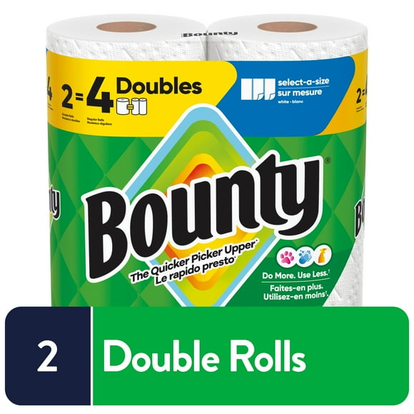 Essuie-tout Bounty Sur mesure, blanc, 2 rouleaux doubles par rouleau 2CT