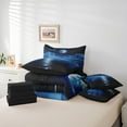 thumbnail image 4 of Erosebridal Nature Lake Ocean Bed in a Bag Queen size, Moon Galaxy Bed Set, Navy Blue, Reversible 7 Pieces, 4 of 5