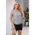 thumbnail image 5 of V Neck Sequin Short Sleeve Tops for Women Elastic Sparkly Tank Top Silver S, 5 of 7