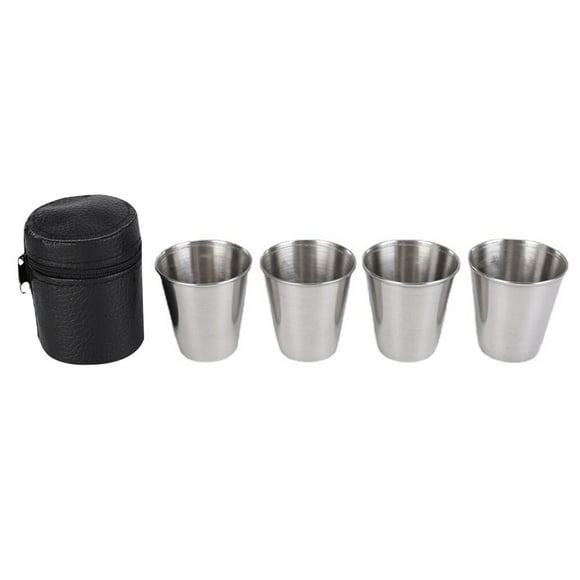 KAKOWELY Tasses en Acier Inoxydable avec Couvercle Argenté pour Usage Domestique Surface Lisse Facile à Nettoyer 1 Ensemble, 2.2"X2.05"X2.05 Pouces