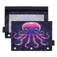 thumbnail image 2 of 2 Pack Pencil Pouch for 3 Ring Binder Smooth Zipper Folders with Pockets Clear Window Pencil Case Pixel Octopus, 2 of 6
