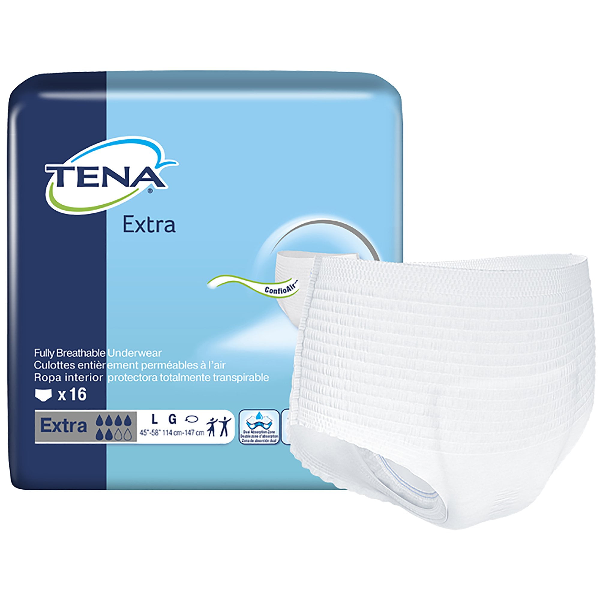 TENA Extra Heavy Absorbency Adult Stretch Underwear, Large, 16 Ct