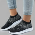 thumbnail image 2 of Rhinestones Mesh Slip on Walking Shoes for Women Fashion Breathable Glitter Fitness Gym Workout Work Sneakers, 2 of 6