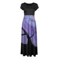 thumbnail image 4 of TIMIFIS Robe Longue Maxi d'Halloween pour Femmes Manches Courtes Col Rond Taille Haute Robe Longue Fluide Tendance Graphique Fête Automne/hiver, 4 of 5